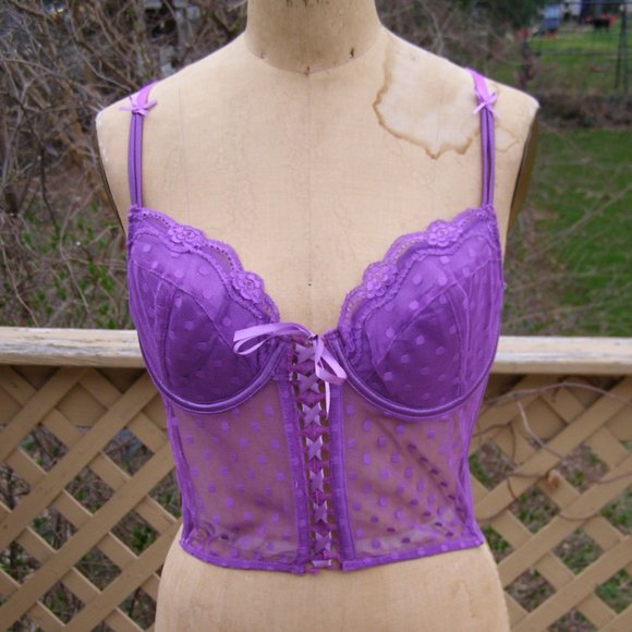 🪻NEW🪻 Fredericks of Hollywood Purple Bustier Large - Picture 1 of 14